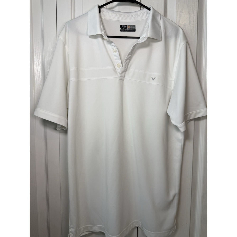 Callaway Golf Polo Shirt Men's XL White Opti-Dri Moisture Wicking‎ Performance